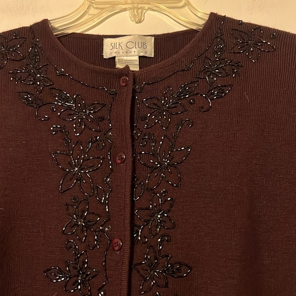 Silk Club deep purple beaded cardigan - Picture 2 of 10